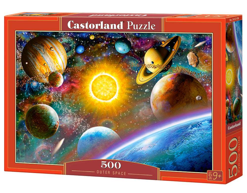 500 piece Jigsaw Puzzle, Outer Space, Solar System Puzzle with Comets, Asteroids and Galaxies, Universe, Adult Puzzles, Castorland B-52158