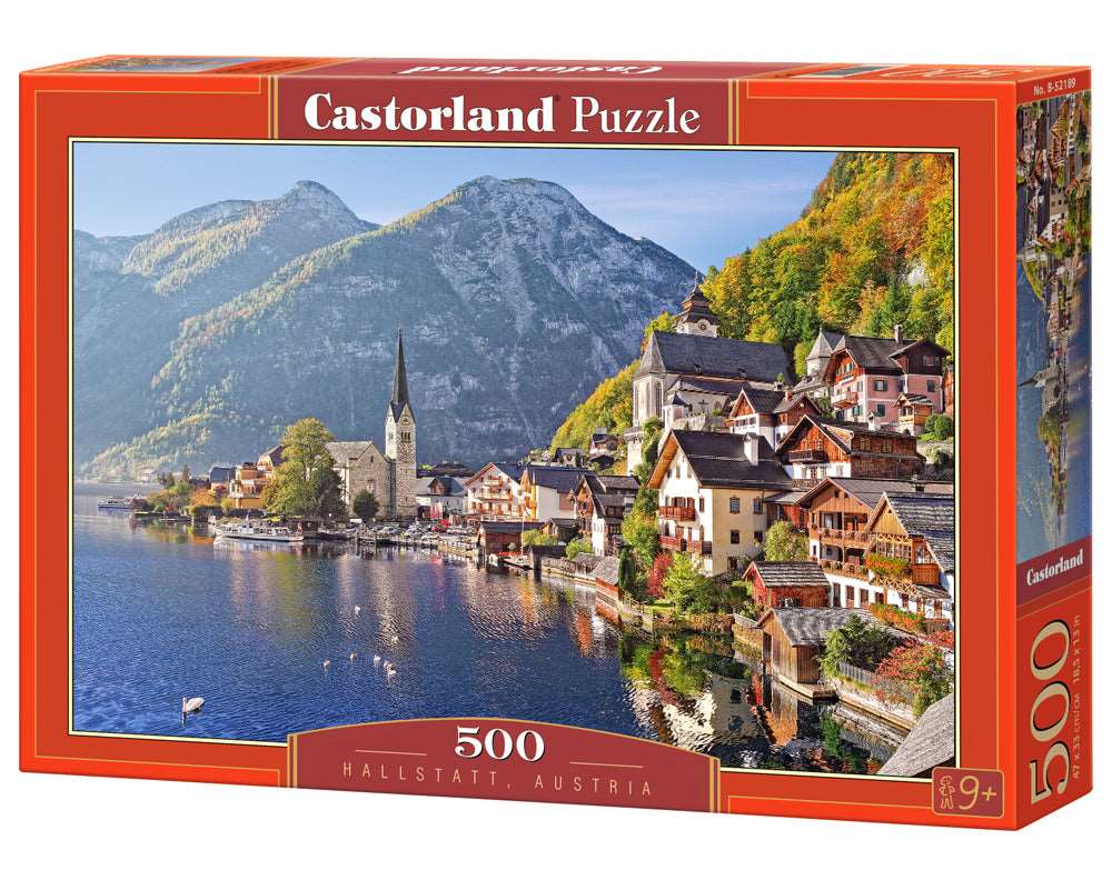 500 piece Jigsaw Puzzle, Hallstatt, Austria, Idyllic Landscape, Tyrolean Alps, Adult Puzzles, Castorland B-52189