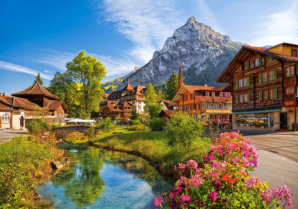 500 Piece Jigsaw Puzzle, Kandersteg, Switzerland, Alps Puzzle, Mountain Village Puzzle with River, Adult Puzzles, Castorland B-52363