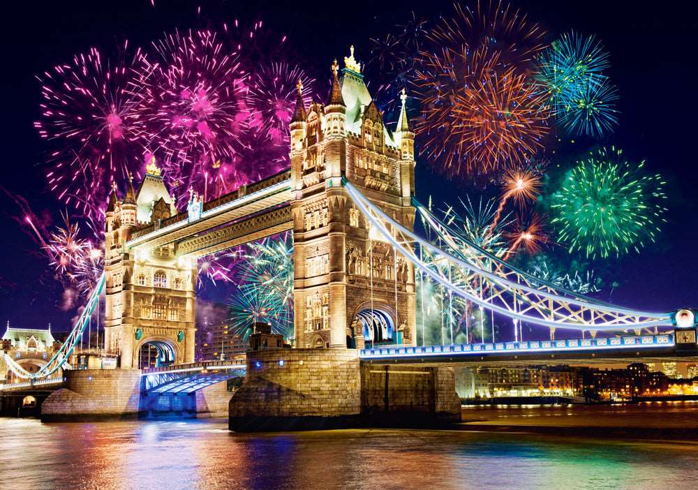 500 Piece Jigsaw Puzzle, Tower Bridge, London, England, Fireworks Puzzle, Adult Puzzles, Castorland B-52592