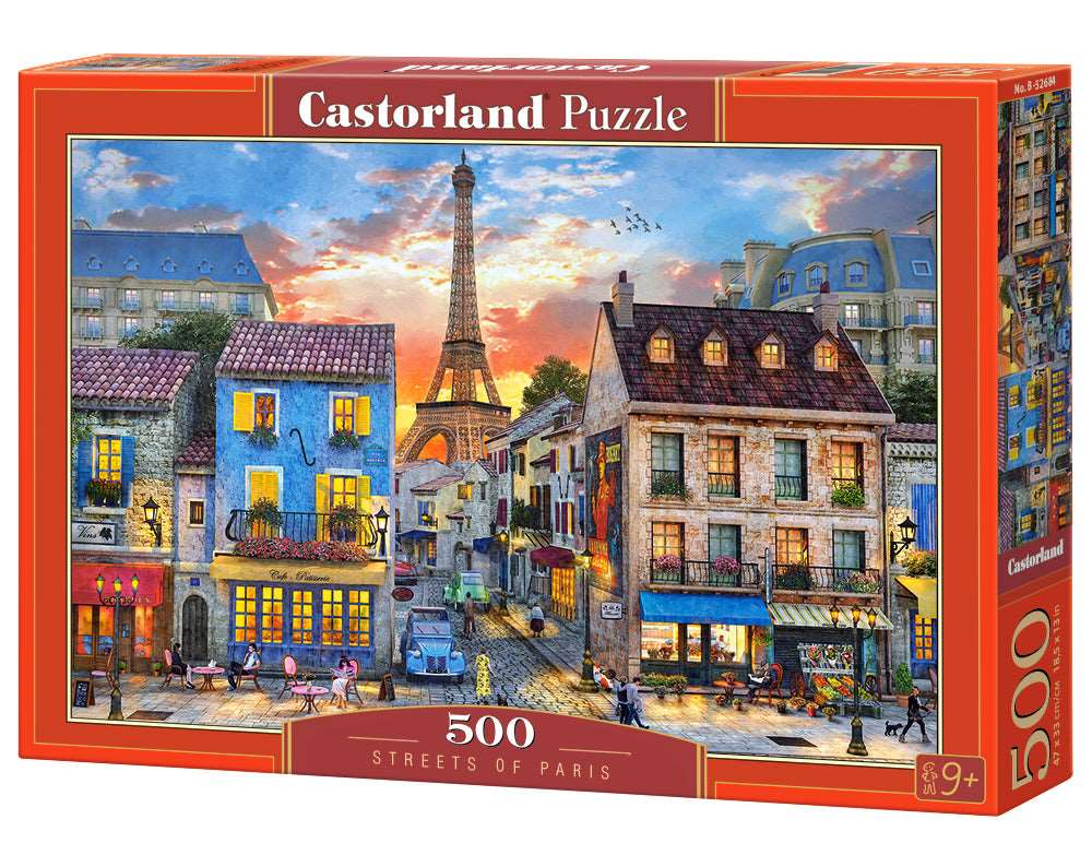 500 Piece Jigsaw Puzzle, Streets of Paris, France, Eiffel Tower, European puzzle, Adult Puzzles, Castorland B-52684