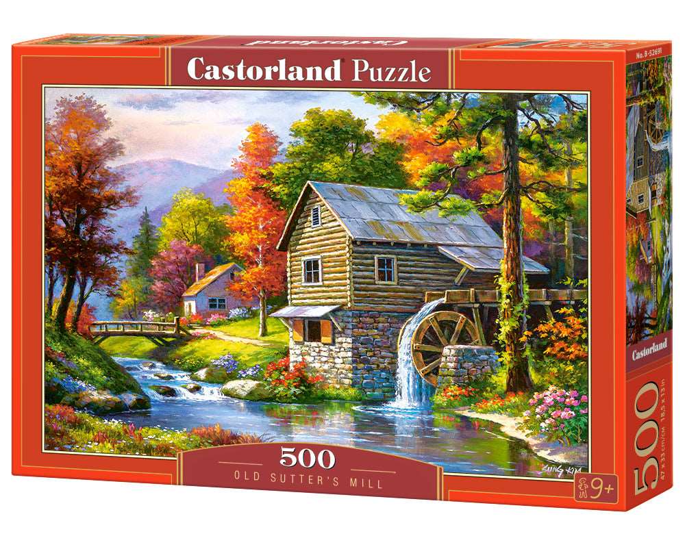 500 Piece Jigsaw Puzzle, Old Sutter’s Mill, Charming Nook, Pond, Countryside, Adult Puzzles, Castorland B-52691