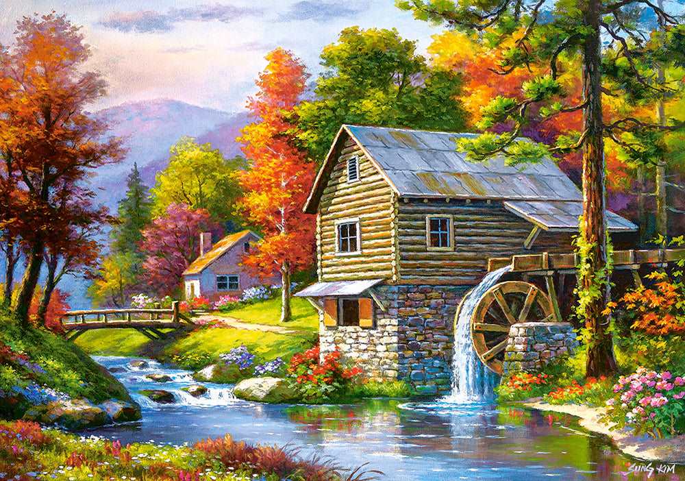 500 Piece Jigsaw Puzzle, Old Sutter’s Mill, Charming Nook, Pond, Countryside, Adult Puzzles, Castorland B-52691