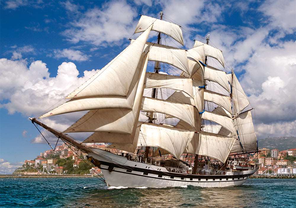 500 Piece Jigsaw Puzzle, Tall Ship Leaving Harbor, Cruise, Sailing Ship Puzzle, Ocean Puzzle, Adult Puzzles, Castorland B-52851