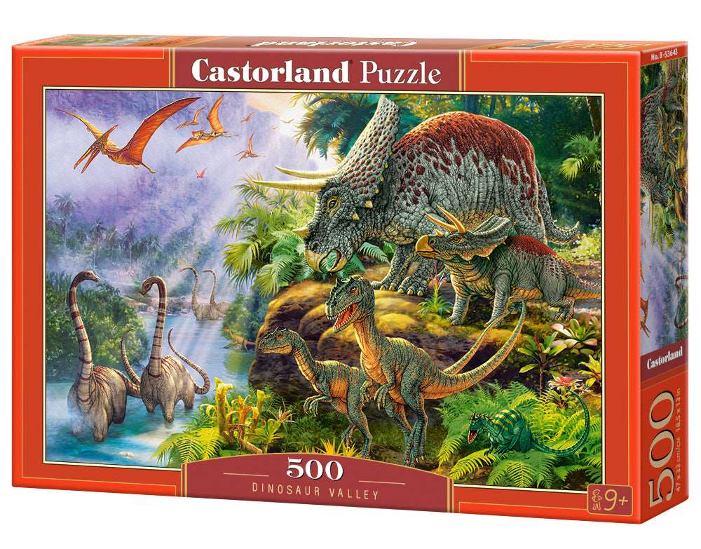 500 Piece Jigsaw Puzzle, Dinosaur Valley, Prehistoric scenery, dinosaur puzzle, prehistoric animal, Adult Puzzles, Castorland B-53643
