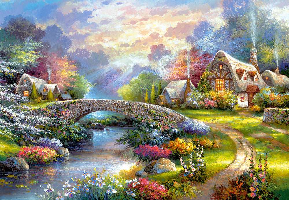 1000 Piece Jigsaw Puzzle, Springtime Glory, Charming Nook, Pond, Countryside, Adult Puzzle, Castorland C-103171-2