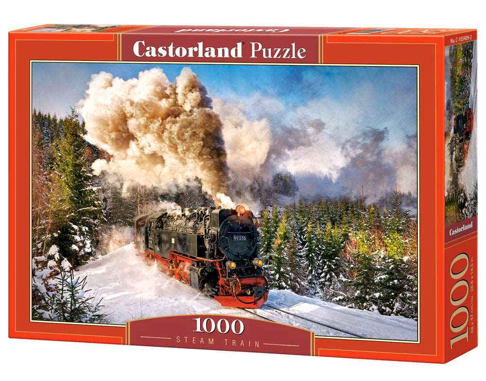 1000 Piece Jigsaw Puzzle, Steam Train, Mountain Train, Locomotive Puzzle, Adult Puzzle, Castorland C-103409-2