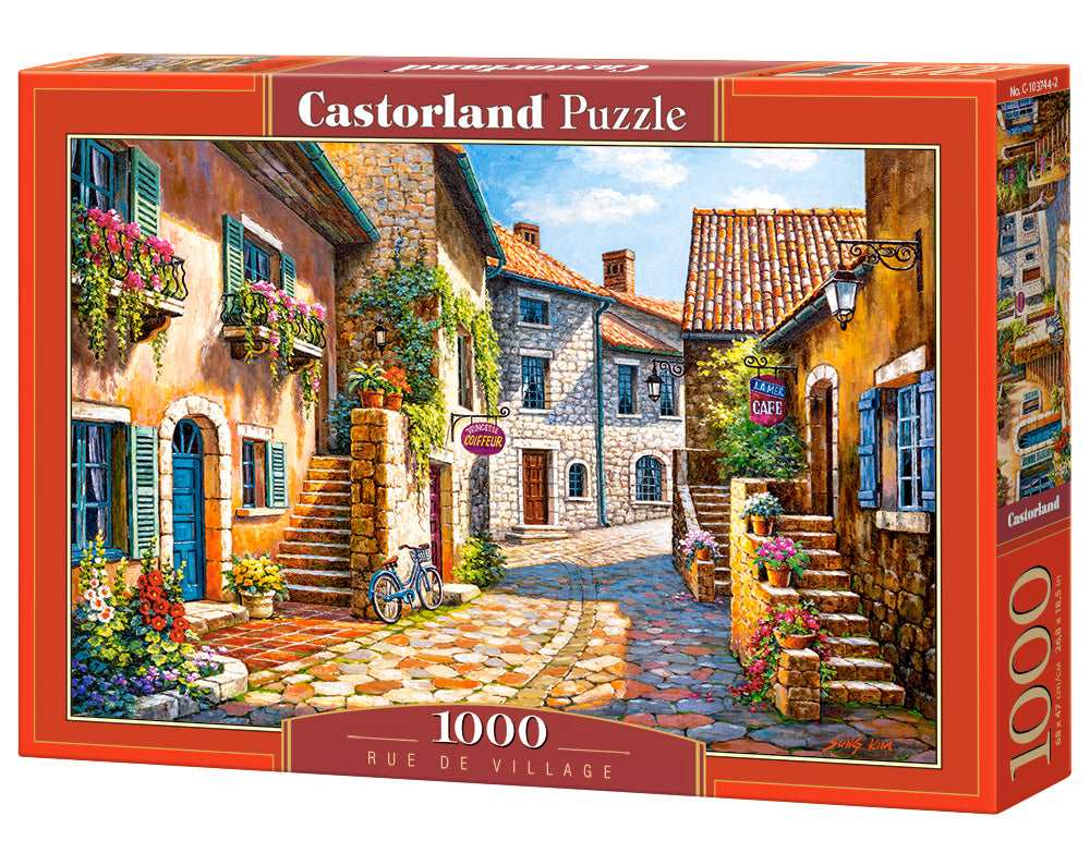 1000 Piece Jigsaw Puzzle, Rue de Village, France, Painting Puzzle, Adult Puzzle, Castorland C-103744-2