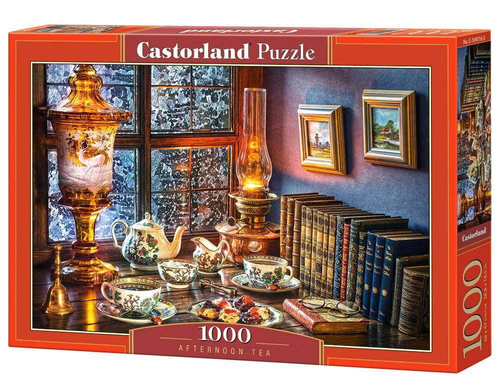 1000 Piece Jigsaw Puzzle, Afternoon Tea, Classic interior, old fashioned furniture, oil lamp, beautiful vase, Adult Puzzle, Castorland C-104116-2