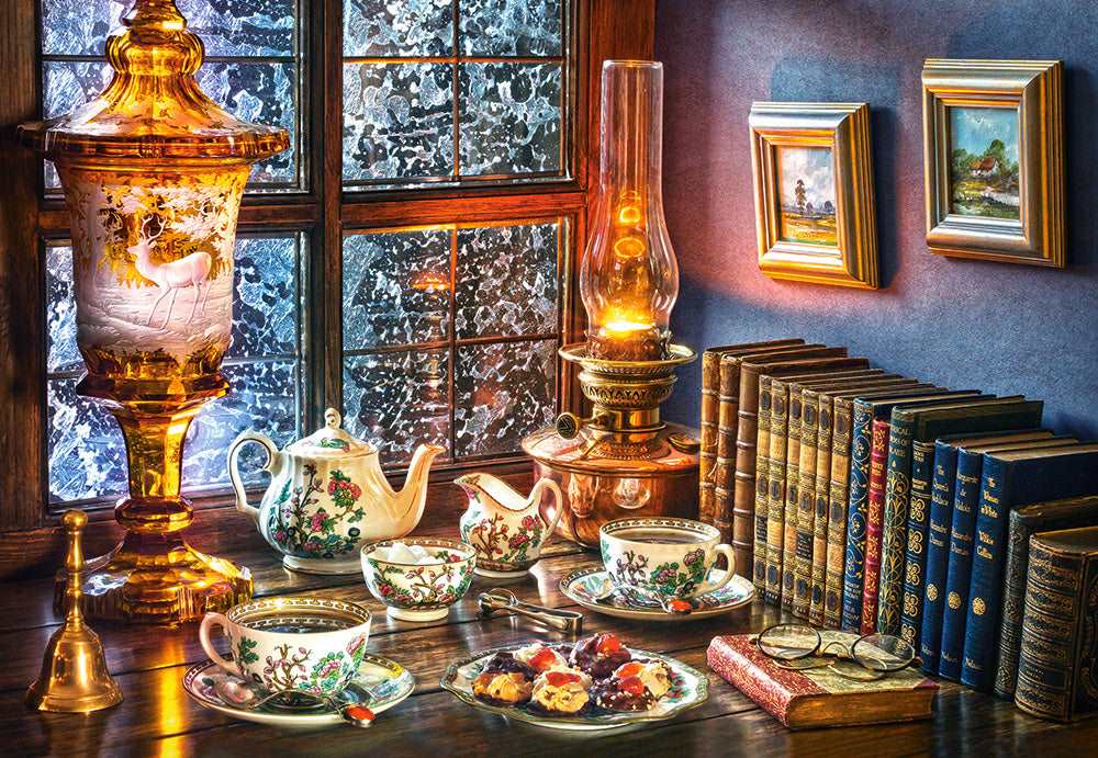 1000 Piece Jigsaw Puzzle, Afternoon Tea, Classic interior, old fashioned furniture, oil lamp, beautiful vase, Adult Puzzle, Castorland C-104116-2