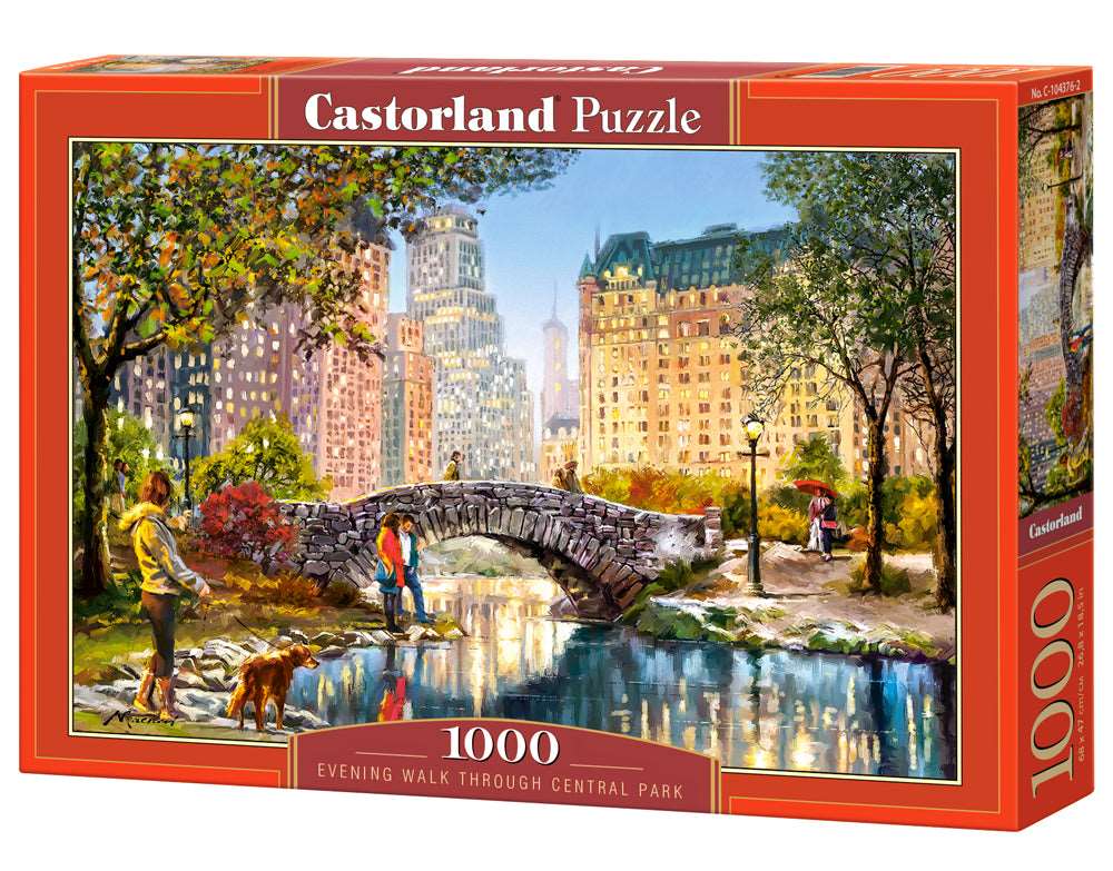 1000 Piece Jigsaw Puzzle, Evening Walk Through Central Park, Manhattan Puzzle, New York, USA, Puzzle of New York, Adult Puzzle, Castorland C-104376-2