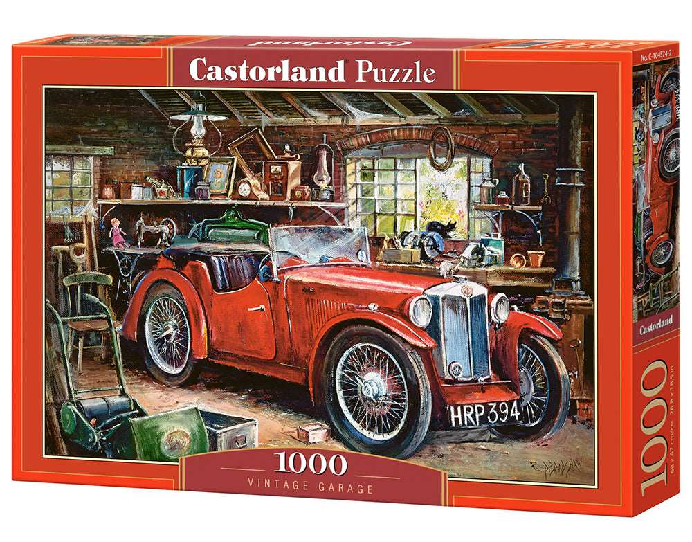 1000 Piece Jigsaw Puzzle, Vintage Garage, automobile, Classic car, Adult Puzzle, Castorland C-104574-2