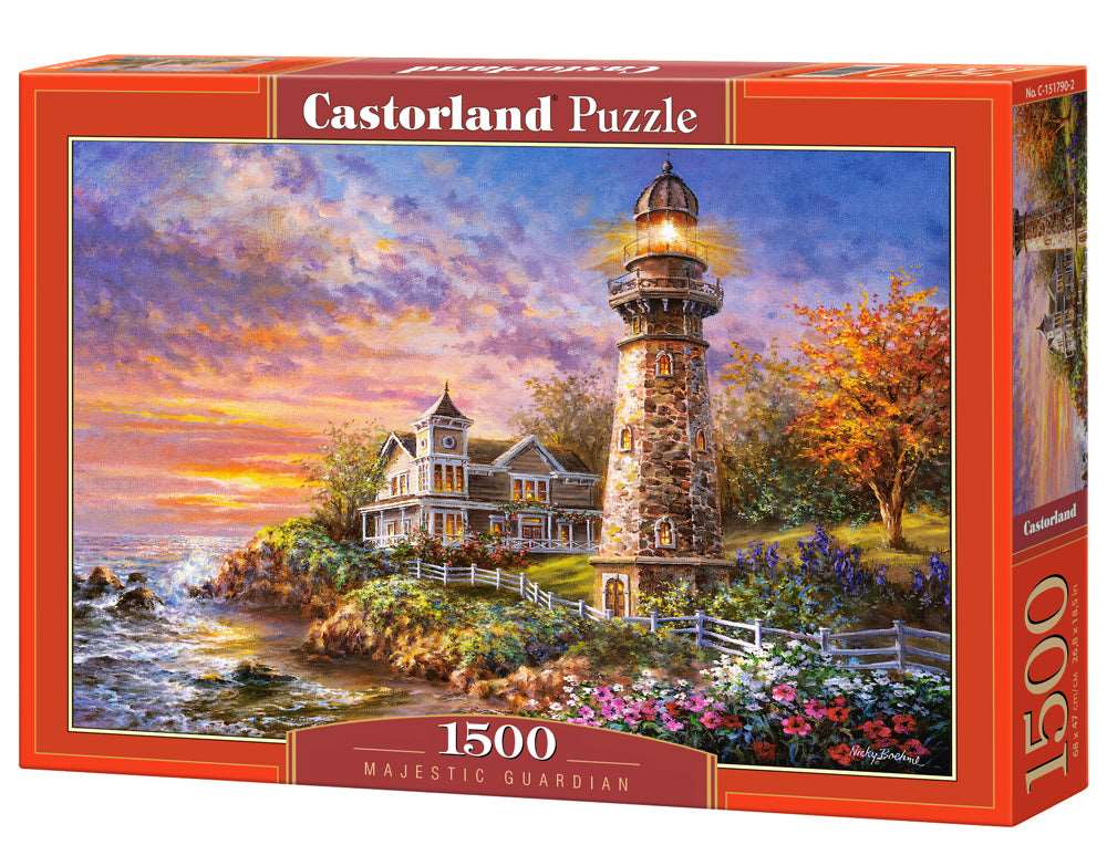 1500 Piece Jigsaw Puzzle, Majestic Guardian, Lighthouse, Seaview, Seashore, Adult Puzzles, Castorland C-151790-2