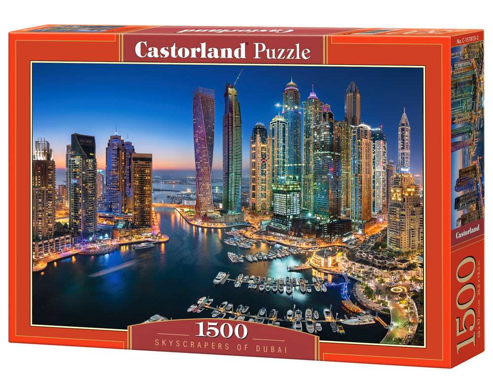 1500 Piece Jigsaw Puzzle, Skyscrapers of Dubai, Citi lights, Emirates, Adult Puzzles, Castorland C-151813-2