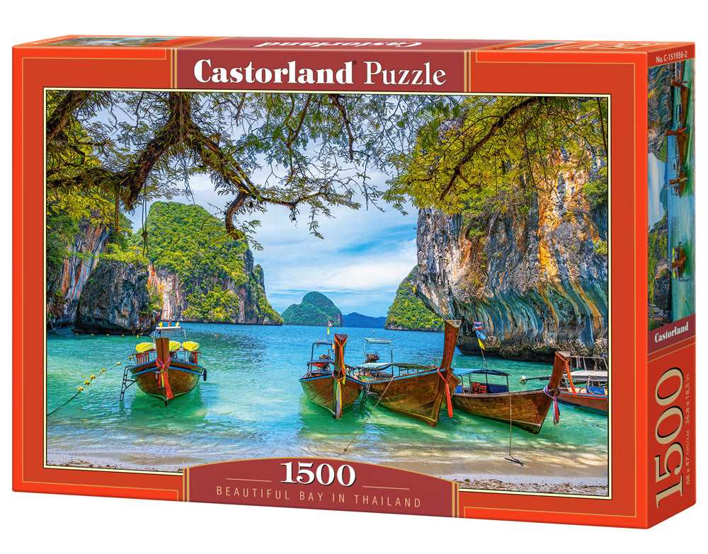 1500 Piece Jigsaw Puzzle, Beautiful Bay in Thailand, Asia, Island, Fishing boat, Ocean puzzle, Adult Puzzles, Castorland C-151936-2