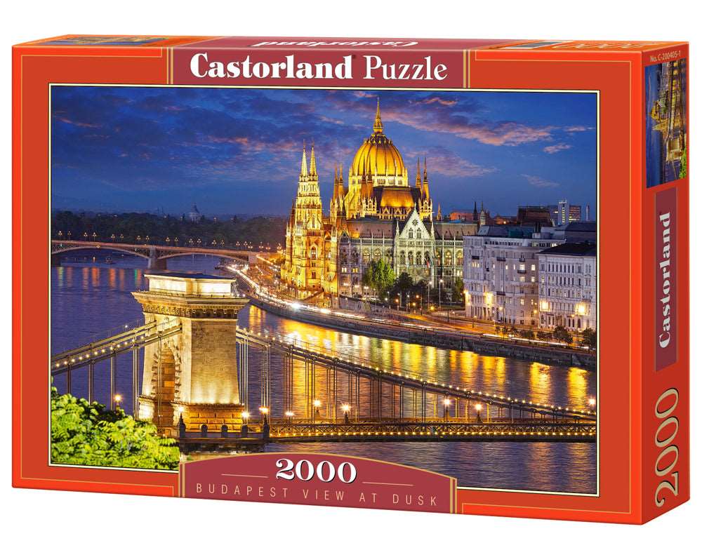 2000 Piece Jigsaw Puzzle, Budapest view at dusk, Parliament, Budapest Hungary Puzzle, Adult Puzzles, Castorland C-200405-2
