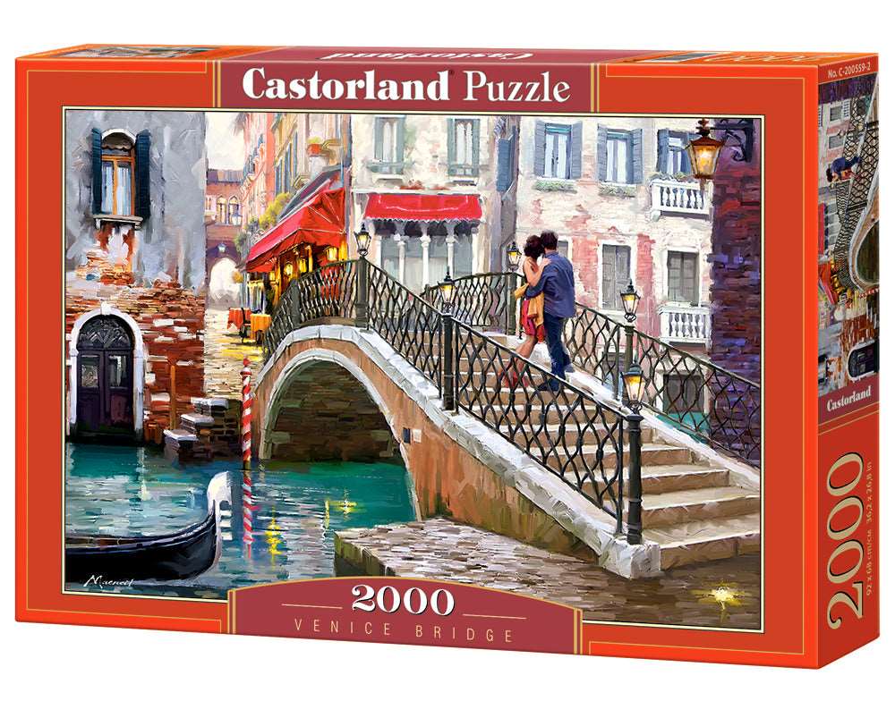2000 Piece Jigsaw Puzzle, Venice Bridge, Venetian canals, Venice Italy Puzzle, Gondola Puzzle, Adult Puzzles, Castorland C-200559-2