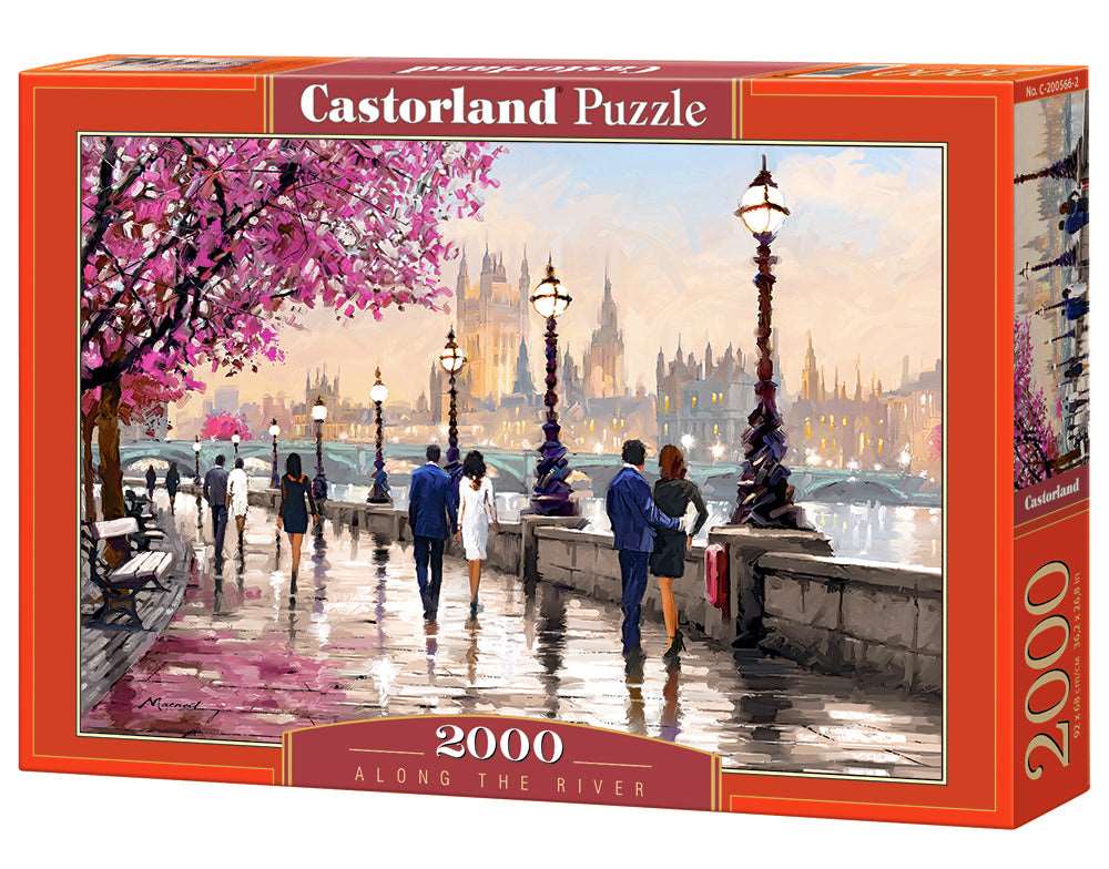 2000 Piece Jigsaw Puzzle, Along the River, Art. Puzzle, paintings puzzle, Adult Puzzles, Castorland C-200566-2