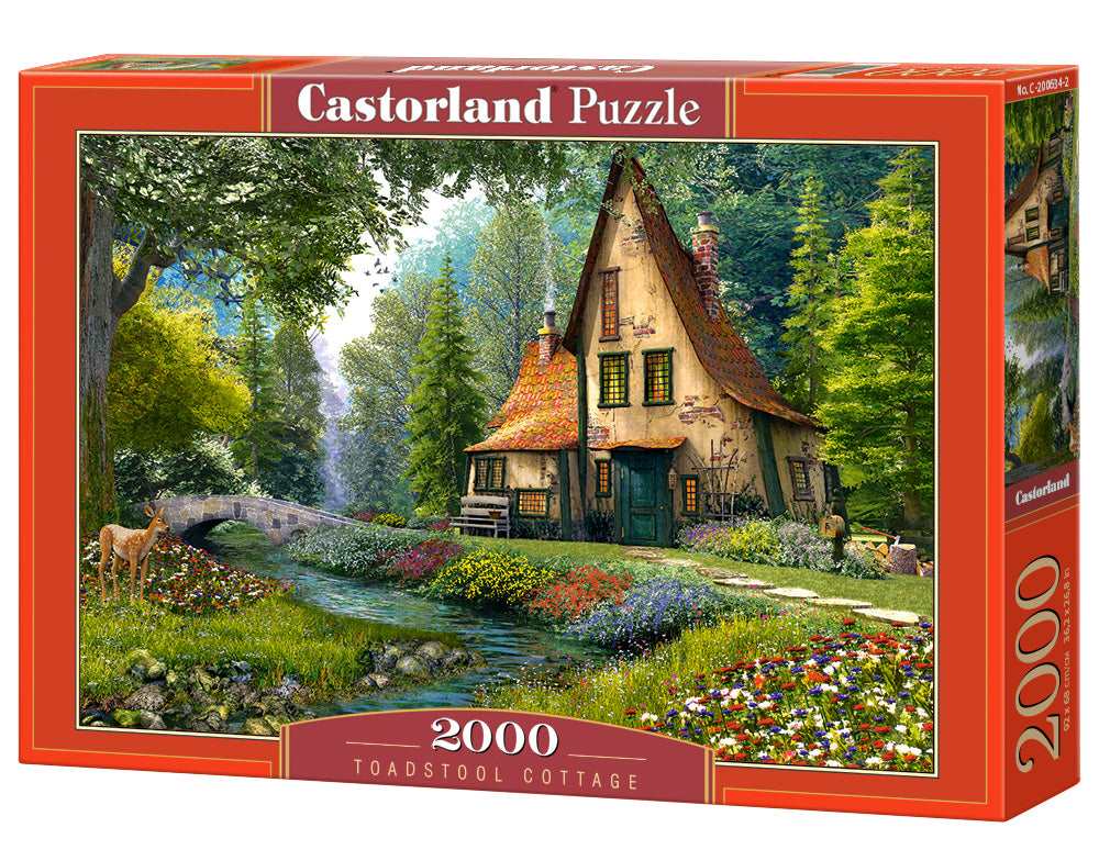 2000 Piece Jigsaw Puzzle, Toadstool Cottage, Charming Nook, Pond, Countryside, Adult Puzzles, Castorland C-200634-2