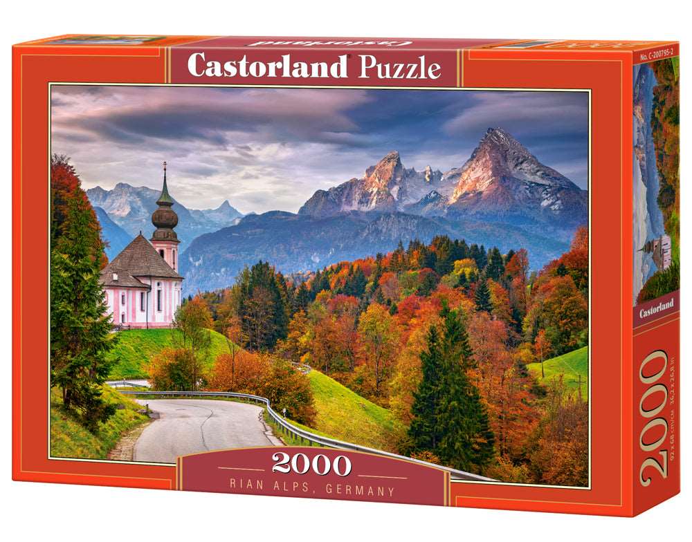 2000 Piece Jigsaw Puzzle, Autumn in Bavarian Alps, Germany, Idyllic Landscape, Tyrolean Alps, Adult Puzzles, Castorland C-200795-2