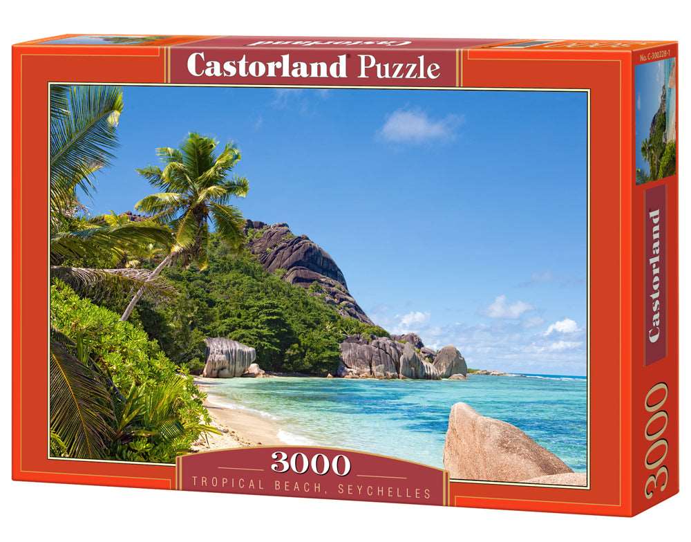 3000 Piece Jigsaw Puzzle, Tropical Beach, Seychelles, Ocean, Seaside, Adult Puzzles, Castorland C-300228-2