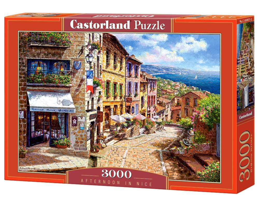 3000 Piece Jigsaw Puzzle, Afternoon in Nice, Puzzle of France, Mediterranean view, Adult Puzzles, Castorland C-300471-2