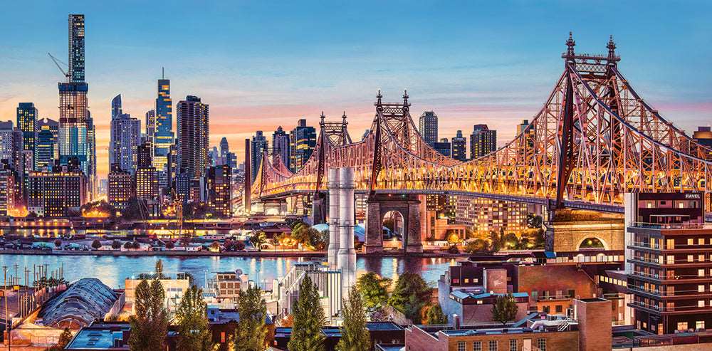 4000 Piece Jigsaw Puzzle, Good Evening New York, Puzzle of NYC, Puzzles of the USA, City Skyline Puzzle, New York Harbor and Bridge Puzzle, Castorland C-400256-2